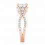 14k Rose Gold 14k Rose Gold Custom Three Stone Diamond Halo Engagement Ring - Side View -  103204 - Thumbnail