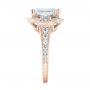 14k Rose Gold 14k Rose Gold Custom Three Stone Diamond Halo Engagement Ring - Side View -  103401 - Thumbnail