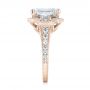 18k Rose Gold 18k Rose Gold Custom Three Stone Diamond Halo Engagement Ring - Side View -  103401 - Thumbnail