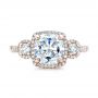 14k Rose Gold 14k Rose Gold Custom Three Stone Diamond Halo Engagement Ring - Top View -  101934 - Thumbnail
