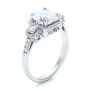 14k White Gold 14k White Gold Custom Three Stone Diamond Halo Engagement Ring - Three-Quarter View -  101934 - Thumbnail