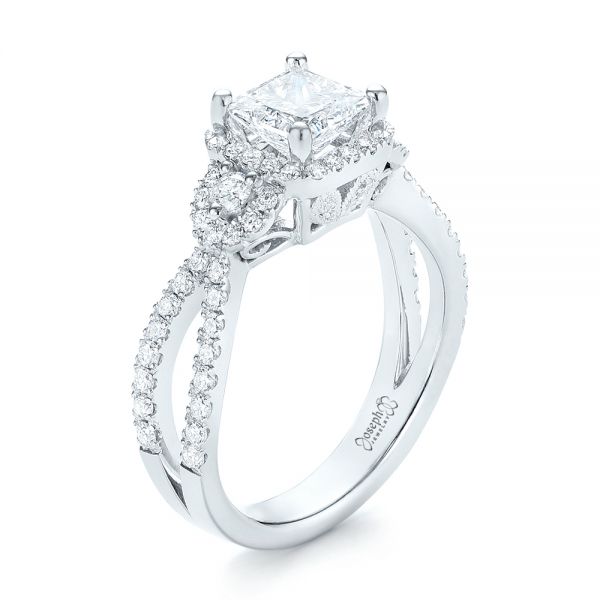 Custom Three Stone Diamond Halo Engagement Ring - reference design