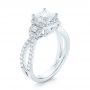  Platinum Platinum Custom Three Stone Diamond Halo Engagement Ring - Three-Quarter View -  103204 - Thumbnail