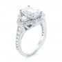  Platinum Custom Three Stone Diamond Halo Engagement Ring - Three-Quarter View -  103401 - Thumbnail