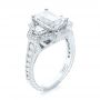 18k White Gold 18k White Gold Custom Three Stone Diamond Halo Engagement Ring - Three-Quarter View -  103401 - Thumbnail