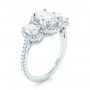  Platinum Platinum Custom Three Stone Diamond Halo Engagement Ring - Three-Quarter View -  103463 - Thumbnail