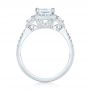 14k White Gold Custom Three Stone Diamond Halo Engagement Ring - Front View -  103204 - Thumbnail
