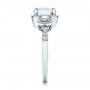 18k White Gold 18k White Gold Custom Three Stone Diamond Halo Engagement Ring - Side View -  101934 - Thumbnail
