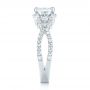 14k White Gold Custom Three Stone Diamond Halo Engagement Ring - Side View -  103204 - Thumbnail
