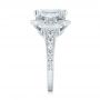  Platinum Custom Three Stone Diamond Halo Engagement Ring - Side View -  103401 - Thumbnail