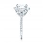 14k White Gold Custom Three Stone Diamond Halo Engagement Ring - Side View -  103463 - Thumbnail