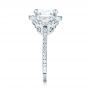 14k White Gold Custom Three Stone Diamond Halo Engagement Ring - Side View -  103463 - Thumbnail