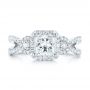  Platinum Platinum Custom Three Stone Diamond Halo Engagement Ring - Top View -  103204 - Thumbnail