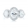 18k White Gold 18k White Gold Custom Three Stone Diamond Halo Engagement Ring - Top View -  103463 - Thumbnail