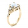 14k Yellow Gold 14k Yellow Gold Custom Three Stone Diamond Halo Engagement Ring - Three-Quarter View -  101934 - Thumbnail