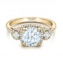 14k Yellow Gold 14k Yellow Gold Custom Three Stone Diamond Halo Engagement Ring - Flat View -  101934 - Thumbnail
