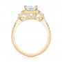 18k Yellow Gold 18k Yellow Gold Custom Three Stone Diamond Halo Engagement Ring - Front View -  103204 - Thumbnail