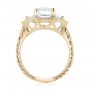 18k Yellow Gold 18k Yellow Gold Custom Three Stone Diamond Halo Engagement Ring - Front View -  103401 - Thumbnail