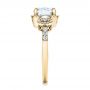 18k Yellow Gold 18k Yellow Gold Custom Three Stone Diamond Halo Engagement Ring - Side View -  101934 - Thumbnail