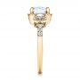 14k Yellow Gold 14k Yellow Gold Custom Three Stone Diamond Halo Engagement Ring - Side View -  101934 - Thumbnail