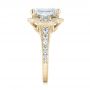 14k Yellow Gold 14k Yellow Gold Custom Three Stone Diamond Halo Engagement Ring - Side View -  103401 - Thumbnail