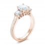 18k Rose Gold And 18K Gold Custom Three Stone Diamond Mokume Engagement Ring