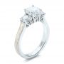 14k White Gold And 18K Gold Custom Three Stone Diamond Mokume Engagement Ring