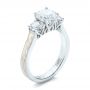 Custom Three Stone Diamond Mokume Engagement Ring - Three-Quarter View -  102199 - Thumbnail