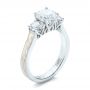 14k White Gold And Platinum Custom Three Stone Diamond Mokume Engagement Ring