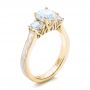 18k Yellow Gold And 14K Gold Custom Three Stone Diamond Mokume Engagement Ring