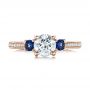 18k Rose Gold 18k Rose Gold Custom Three-stone Diamond And Blue Sapphire Engagement Ring - Top View -  102141 - Thumbnail