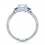 14k White Gold 14k White Gold Custom Three-stone Diamond And Blue Sapphire Engagement Ring - Front View -  102141 - Thumbnail