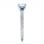  Platinum Custom Three-stone Diamond And Blue Sapphire Engagement Ring - Side View -  102141 - Thumbnail