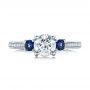 14k White Gold 14k White Gold Custom Three-stone Diamond And Blue Sapphire Engagement Ring - Top View -  102141 - Thumbnail