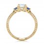 18k Yellow Gold 18k Yellow Gold Custom Three-stone Diamond And Blue Sapphire Engagement Ring - Front View -  102141 - Thumbnail