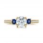 14k Yellow Gold 14k Yellow Gold Custom Three-stone Diamond And Blue Sapphire Engagement Ring - Top View -  102141 - Thumbnail