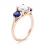 14k Rose Gold 14k Rose Gold Custom Three Stone Diamond And Sapphire Engagement Ring - Three-Quarter View -  100483 - Thumbnail