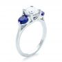 18k White Gold 18k White Gold Custom Three Stone Diamond And Sapphire Engagement Ring - Three-Quarter View -  100483 - Thumbnail