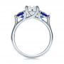 14k White Gold 14k White Gold Custom Three Stone Diamond And Sapphire Engagement Ring - Front View -  100483 - Thumbnail