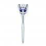  Platinum Custom Three Stone Diamond And Sapphire Engagement Ring - Side View -  100483 - Thumbnail