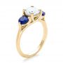 14k Yellow Gold 14k Yellow Gold Custom Three Stone Diamond And Sapphire Engagement Ring - Three-Quarter View -  100483 - Thumbnail
