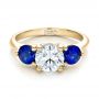 14k Yellow Gold 14k Yellow Gold Custom Three Stone Diamond And Sapphire Engagement Ring - Flat View -  100483 - Thumbnail