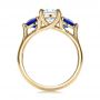 18k Yellow Gold 18k Yellow Gold Custom Three Stone Diamond And Sapphire Engagement Ring - Front View -  100483 - Thumbnail