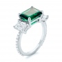 14k White Gold 14k White Gold Custom Three Stone Emerald And Diamond Engagement Ring - Three-Quarter View -  103528 - Thumbnail