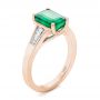 18k Rose Gold 18k Rose Gold Custom Three Stone Emerald And Diamond Engagement Ring - Three-Quarter View -  102741 - Thumbnail