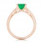 18k Rose Gold 18k Rose Gold Custom Three Stone Emerald And Diamond Engagement Ring - Front View -  102741 - Thumbnail