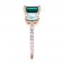 14k Rose Gold 14k Rose Gold Custom Three Stone Emerald And Diamond Engagement Ring - Side View -  103528 - Thumbnail