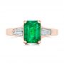 18k Rose Gold 18k Rose Gold Custom Three Stone Emerald And Diamond Engagement Ring - Top View -  102741 - Thumbnail