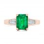 14k Rose Gold 14k Rose Gold Custom Three Stone Emerald And Diamond Engagement Ring - Top View -  102741 - Thumbnail
