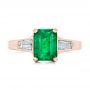 14k Rose Gold 14k Rose Gold Custom Three Stone Emerald And Diamond Engagement Ring - Top View -  102741 - Thumbnail